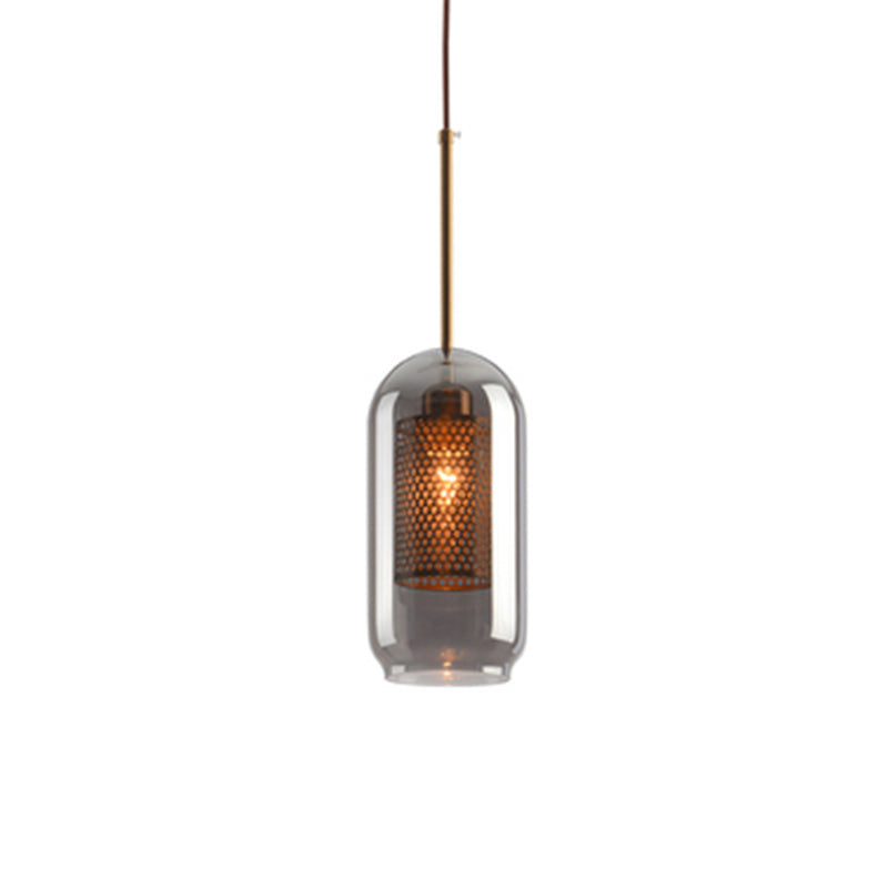 1 Light Hanging Light Fixtures Industrial Style Glass Ceiling Pendant for Restaurant