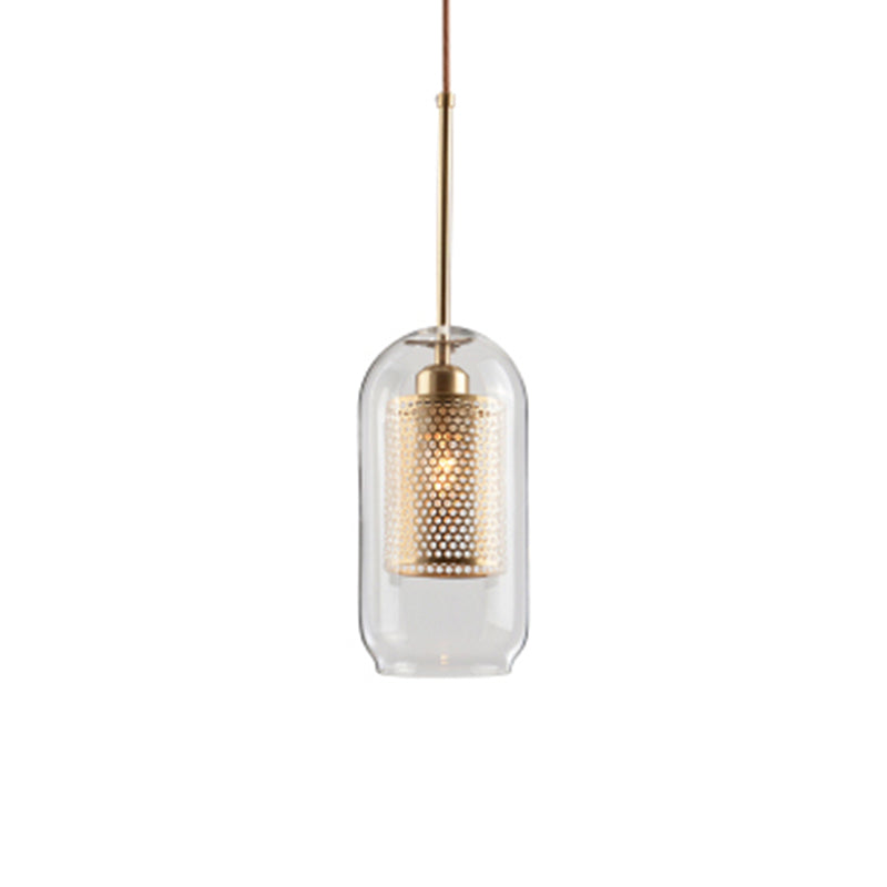 1 Light Hanging Light Fixtures Industrial Style Glass Ceiling Pendant for Restaurant