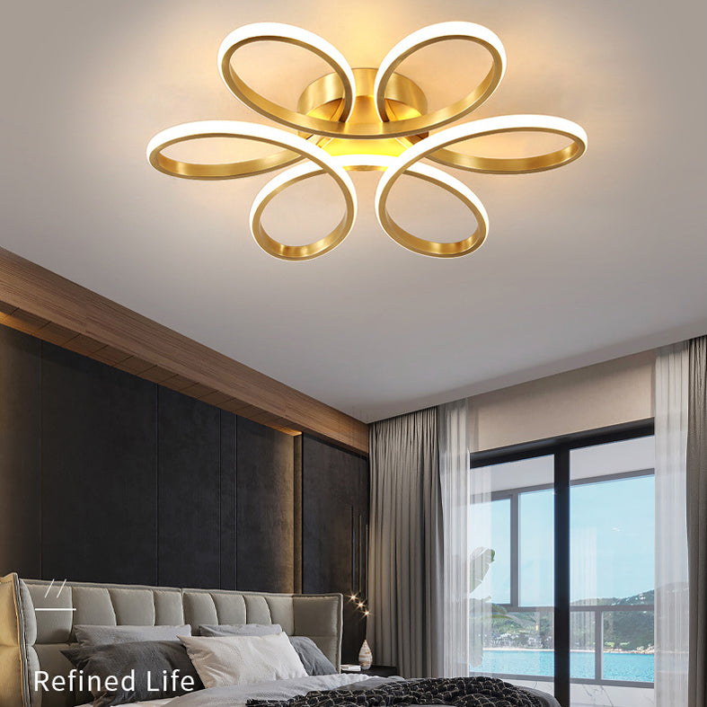 Flower Semi Flush Mount Light Acrylic Modern Simplicity Flush Ceiling Light Fixtures for Bedroom