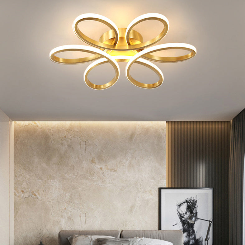 Flower Semi Flush Mount Light Acrylic Modern Simplicity Flush Ceiling Light Fixtures for Bedroom