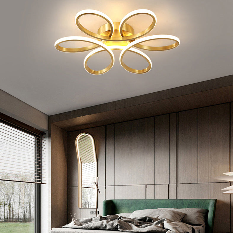 Flower Semi Flush Mount Light Acrylic Modern Simplicity Flush Ceiling Light Fixtures for Bedroom