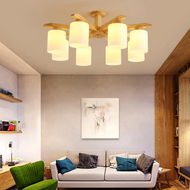 Cylinder Semi Flush Mount Light Fixture Wood Modern Simplicity Flush Mount Ceiling Light Fixture