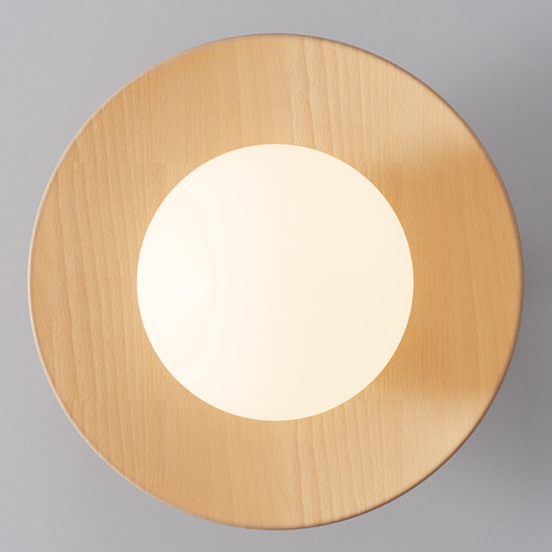 Circular Aisle Semi Mount Lighting Wooden Contemporary Semi Flush Light Fixture in Wood