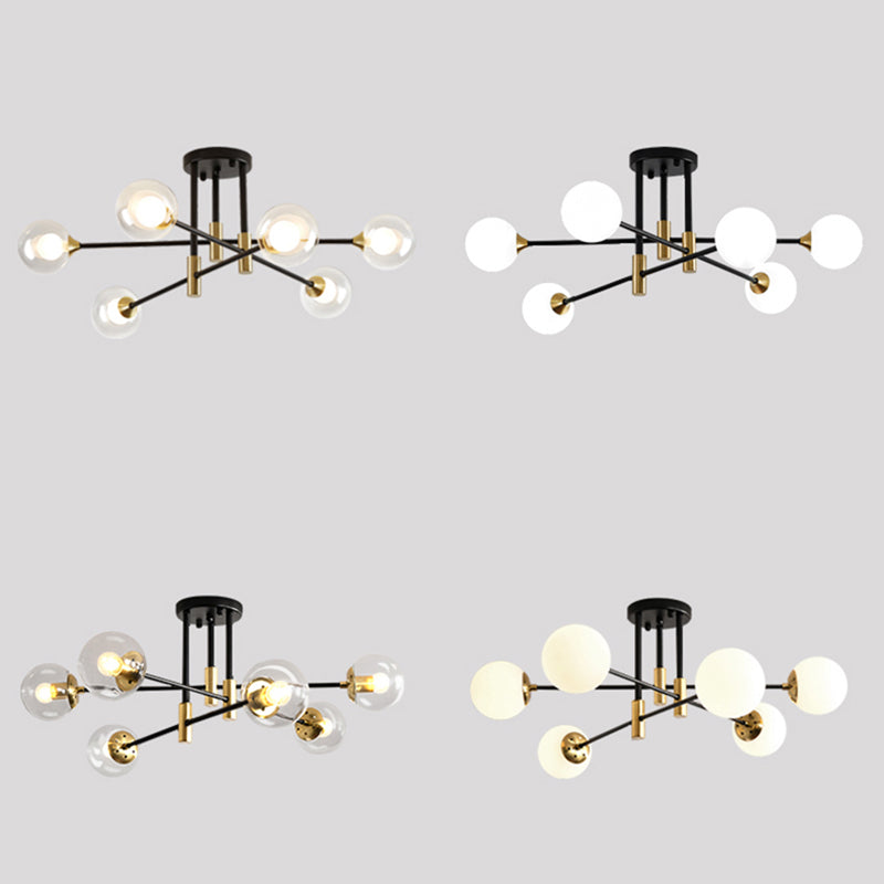 Sputnik Glass Semi Flush Mount Light Modern Style Semi Flush Mount Techo Accesorio