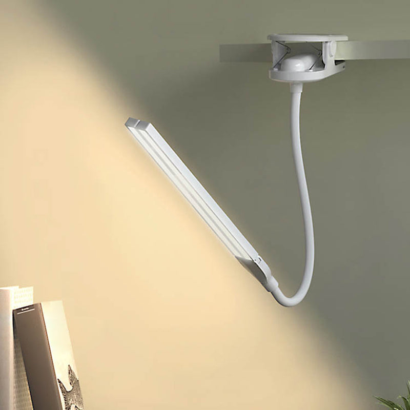 Macaron Linear Clamp-on Desk Lamp Plastic Kids Bedroom LED Study Light with Flexible Arm