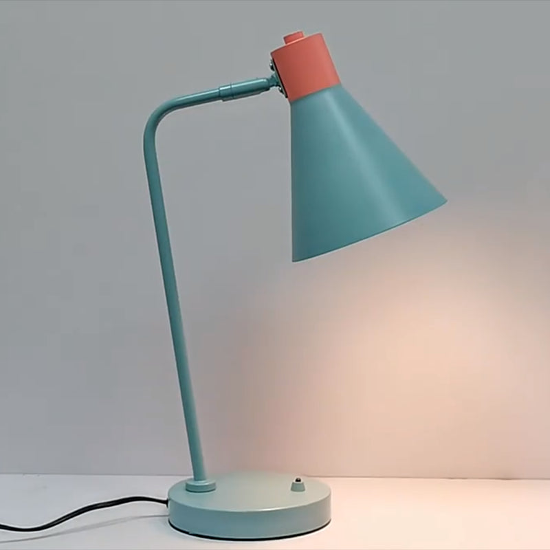 Metal Swivelable Cone Shade Table Light Macaron 1 Head Light Blue and Pink Study Light