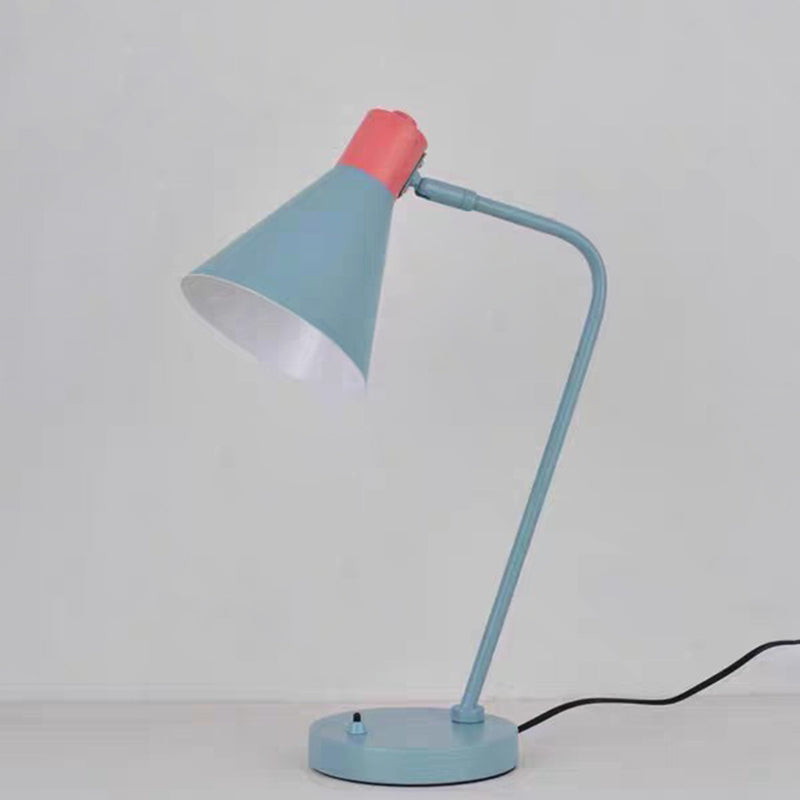 Metal Swivelable Cone Shade Table Light Macaron 1 Head Light Blue and Pink Study Light