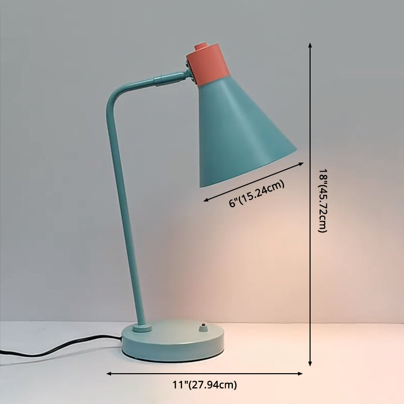 Metal Swivelable Cone Shade Table Light Macaron 1 Head Light Blue and Pink Study Light