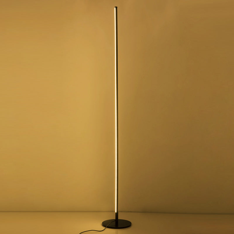 Slim Rod Shaped Standing Lamp Simplicity Metal Living Room LED Floor Light with Foot Switch