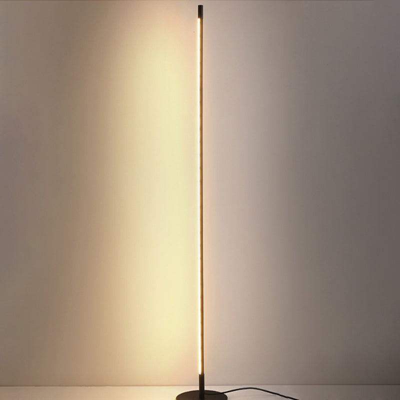 Slim Rod Shaped Standing Lamp Simplicity Metal Living Room LED Floor Light with Foot Switch