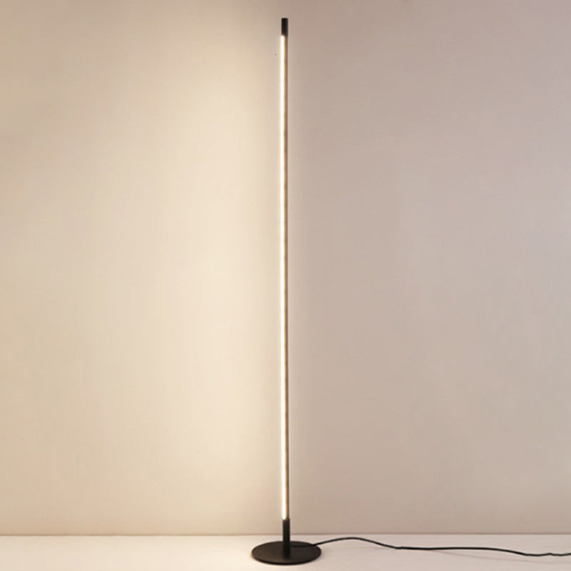 Slim Rod Shaped Standing Lamp Simplicity Metal Living Room LED Floor Light with Foot Switch