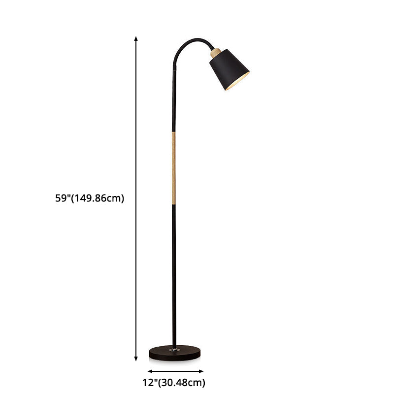 1-Bulb-Wohnzimmerstocklampe Makkaron Verstellbares Lesen mit konischem Metallschatten