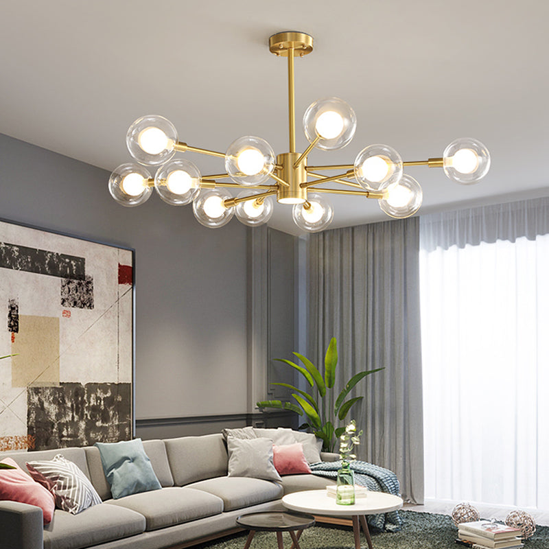 Luminaires en verre transparent transparent contemporain Chandelier Starburst Sockets pour le salon