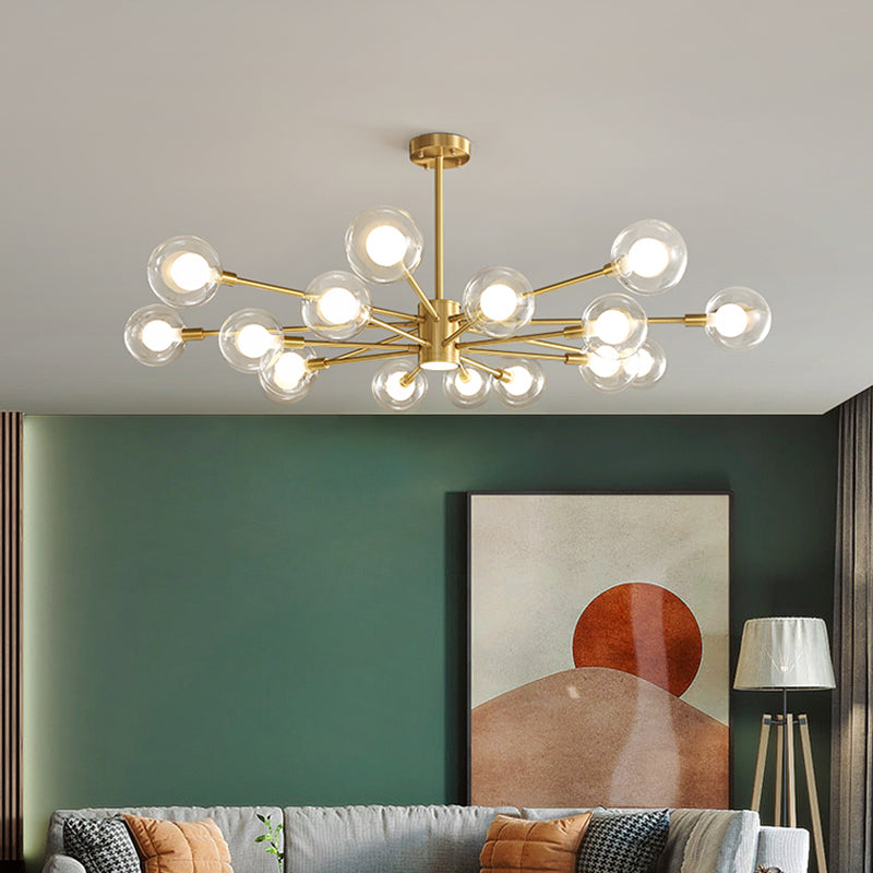 Luminaires en verre transparent transparent contemporain Chandelier Starburst Sockets pour le salon