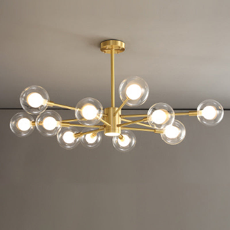 Luminaires en verre transparent transparent contemporain Chandelier Starburst Sockets pour le salon