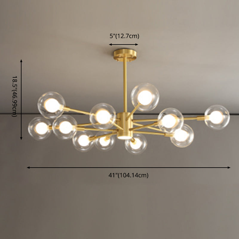 Luminaires en verre transparent transparent contemporain Chandelier Starburst Sockets pour le salon