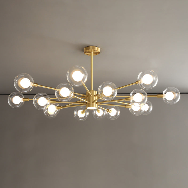 Luminaires en verre transparent transparent contemporain Chandelier Starburst Sockets pour le salon