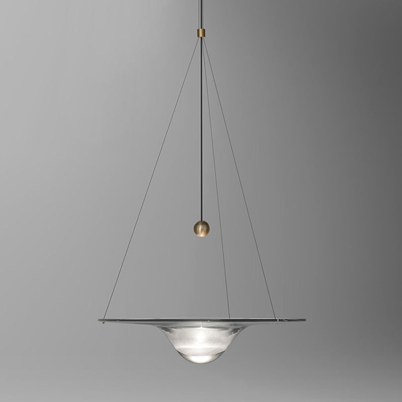 1-Light Clear Glass Suspension Pendant Light Contemporary Down Mini Pendant for Dining Room