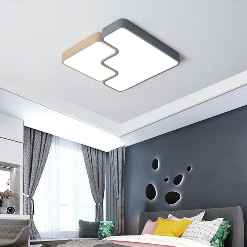 Illuminazione a incasso quadrata/rettangolare grigia Lampada da soffitto a LED con montaggio a incasso in acrilico contemporaneo da 18"/22"/35,5" di larghezza, luce bianca/calda