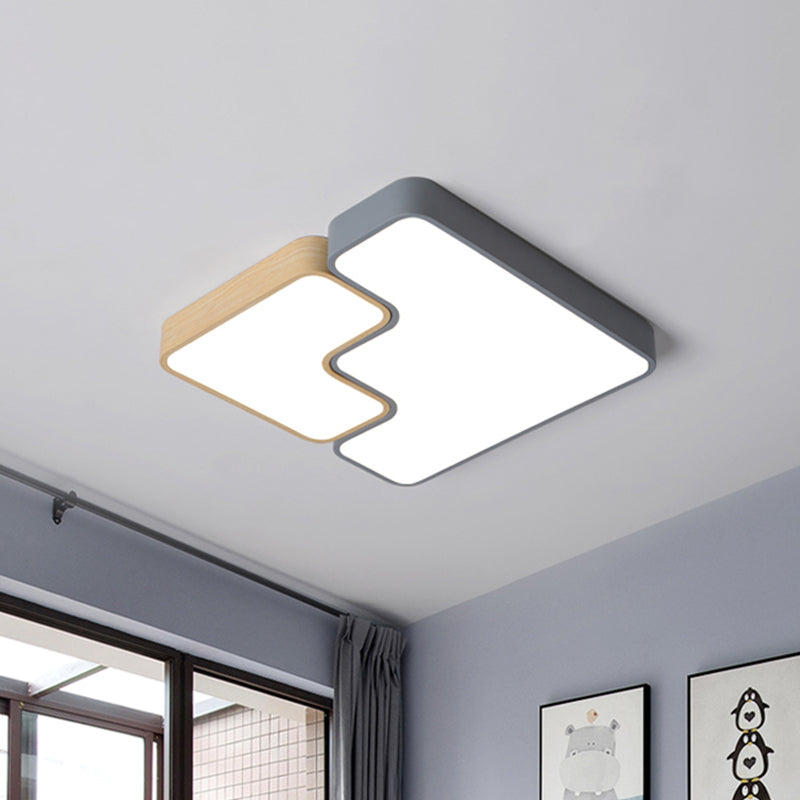 Grau Quadrat/Rechteck Flush Lighting Zeitgenössische Acryl 18"/22"/35.5" Breite LED Flush Mount Deckenleuchte Befestigung, Weiß/Warmes Licht