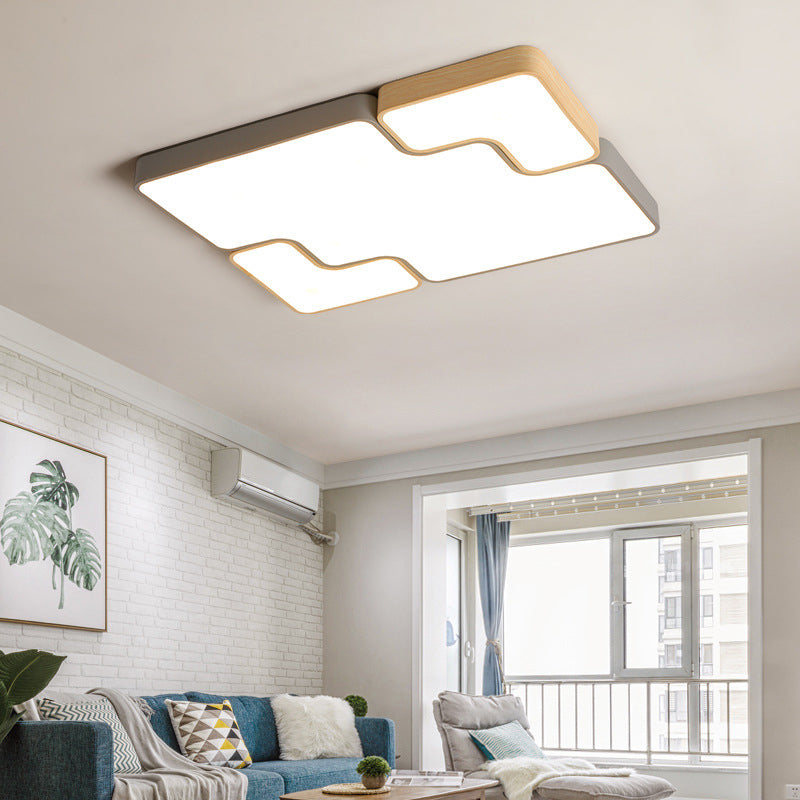 Grau Quadrat/Rechteck Flush Lighting Zeitgenössische Acryl 18"/22"/35.5" Breite LED Flush Mount Deckenleuchte Befestigung, Weiß/Warmes Licht