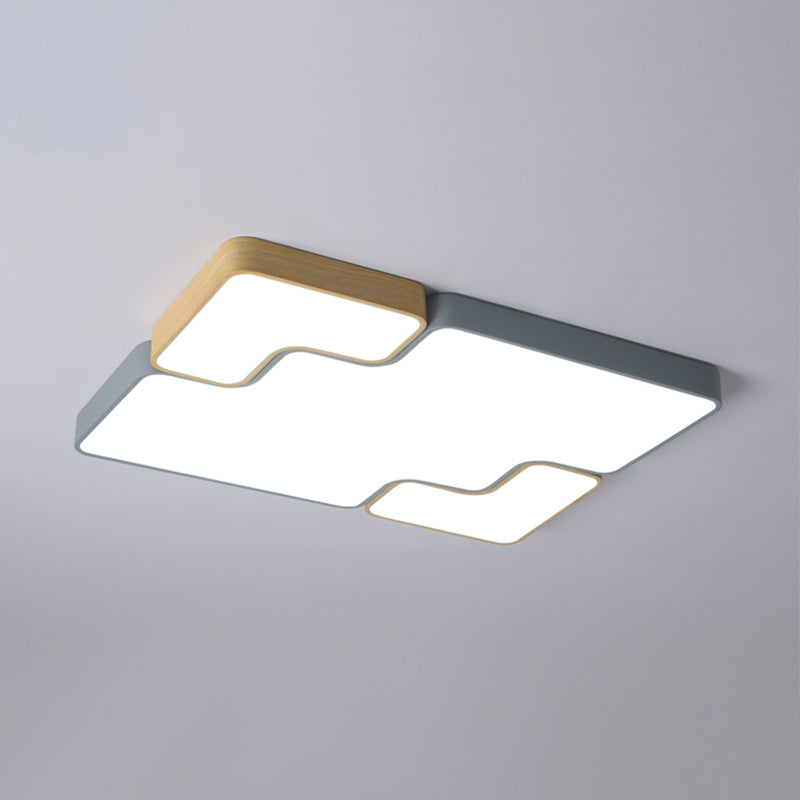 Illuminazione a incasso quadrata/rettangolare grigia Lampada da soffitto a LED con montaggio a incasso in acrilico contemporaneo da 18"/22"/35,5" di larghezza, luce bianca/calda