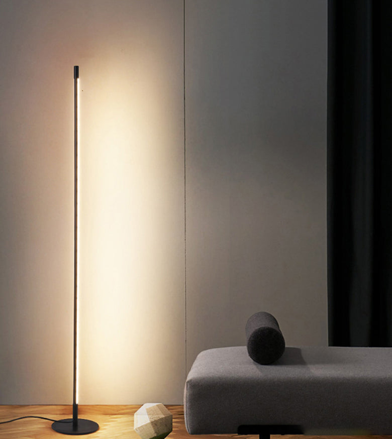 Lampada in piedi a forma di asta slim semplicità in metallo soggiorno Luce pavimento a LED con interruttore del piede