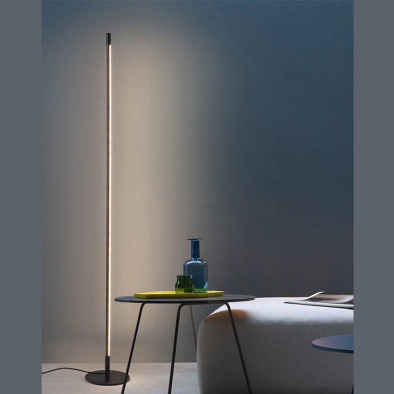 Slim Rod Shaped Standing Lamp Simplicity Metal Living Room LED Floor Light with Foot Switch