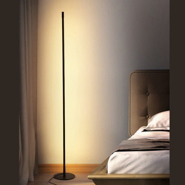 Slim Rod Shaped Standing Lamp Simplicity Metal Living Room LED Floor Light with Foot Switch