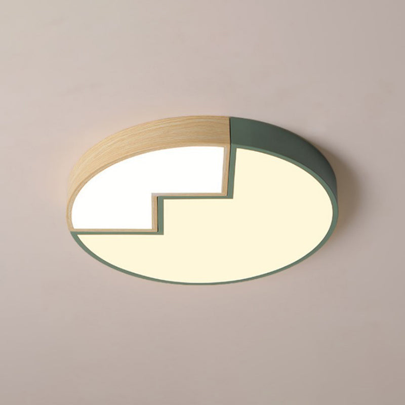 Lampada da incasso rotonda in metallo larga 18"/22" moderna LED vicino al soffitto Apparecchio di illuminazione in verde, bianco/luce calda