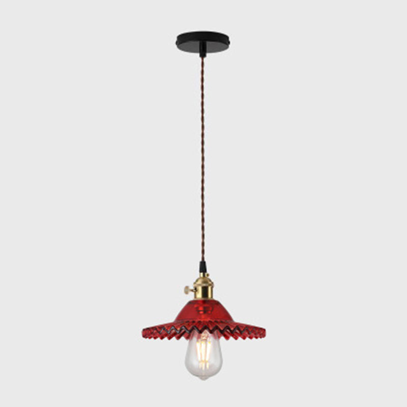 1 Light Flared Hanging Ceiling Lights Industrial Style Glass Pendant for Clothing Store