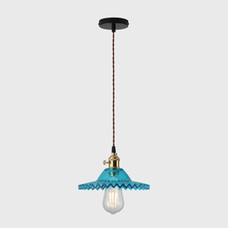 1 Light Flared Hanging Ceiling Lights Industrial Style Glass Pendant for Clothing Store