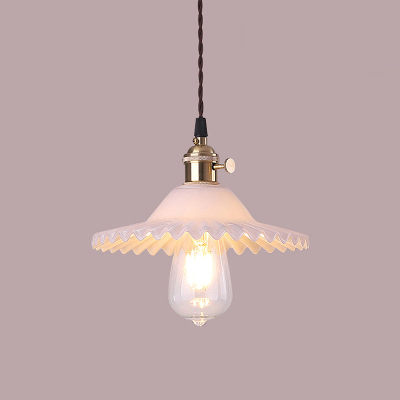 1 Light Flared Hanging Ceiling Lights Industrial Style Glass Pendant for Clothing Store