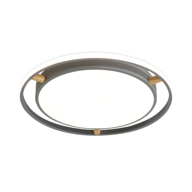 Plafonnier LED rond en métal pour chambre à coucher, luminaire contemporain de 16/19,5/23,5 pouces de large, gris