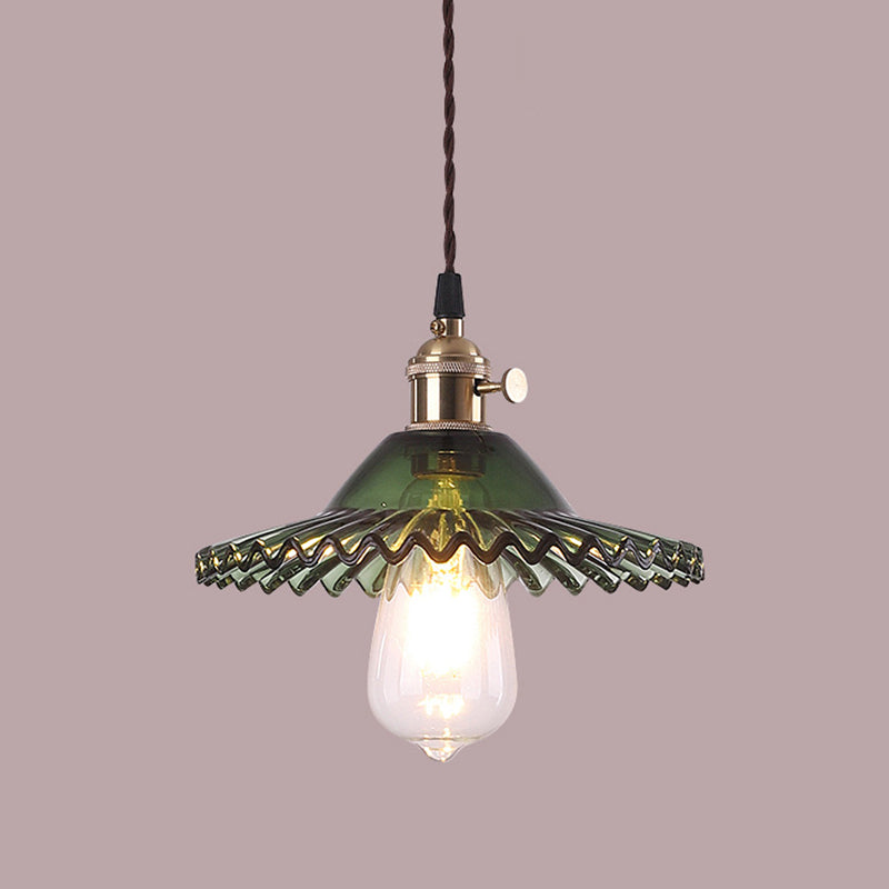 1 Light Flared Hanging Ceiling Lights Industrial Style Glass Pendant for Clothing Store