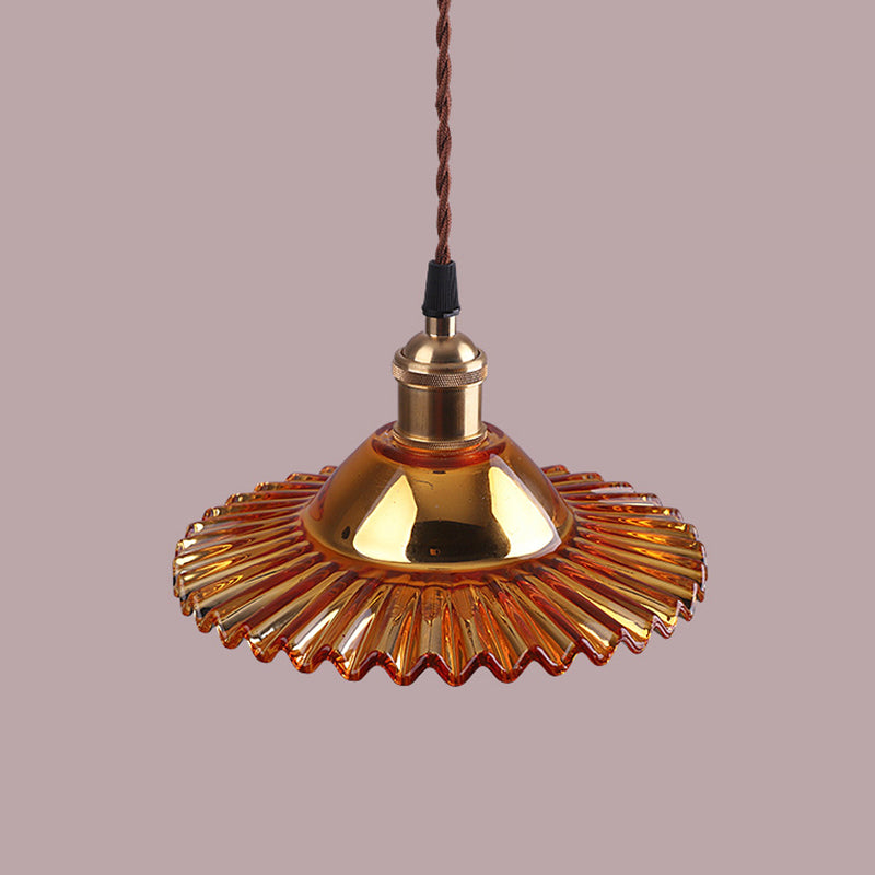 1 Light Flared Hanging Ceiling Lights Industrial Style Glass Pendant for Clothing Store