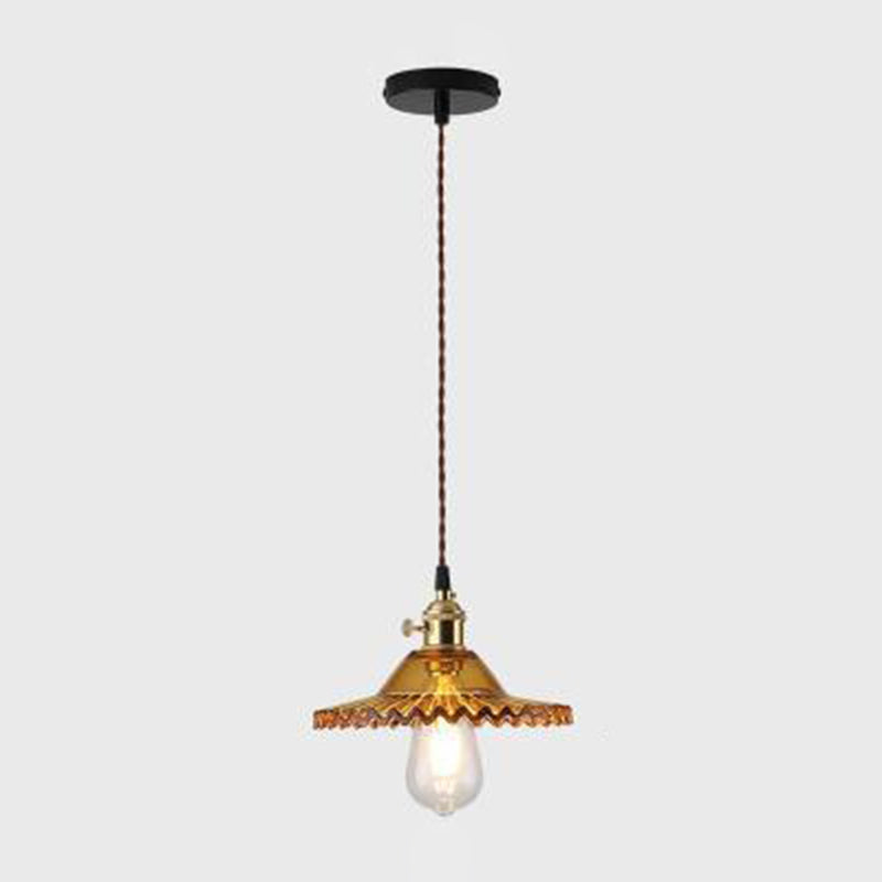 1 Light Flared Hanging Ceiling Lights Industrial Style Glass Pendant for Clothing Store