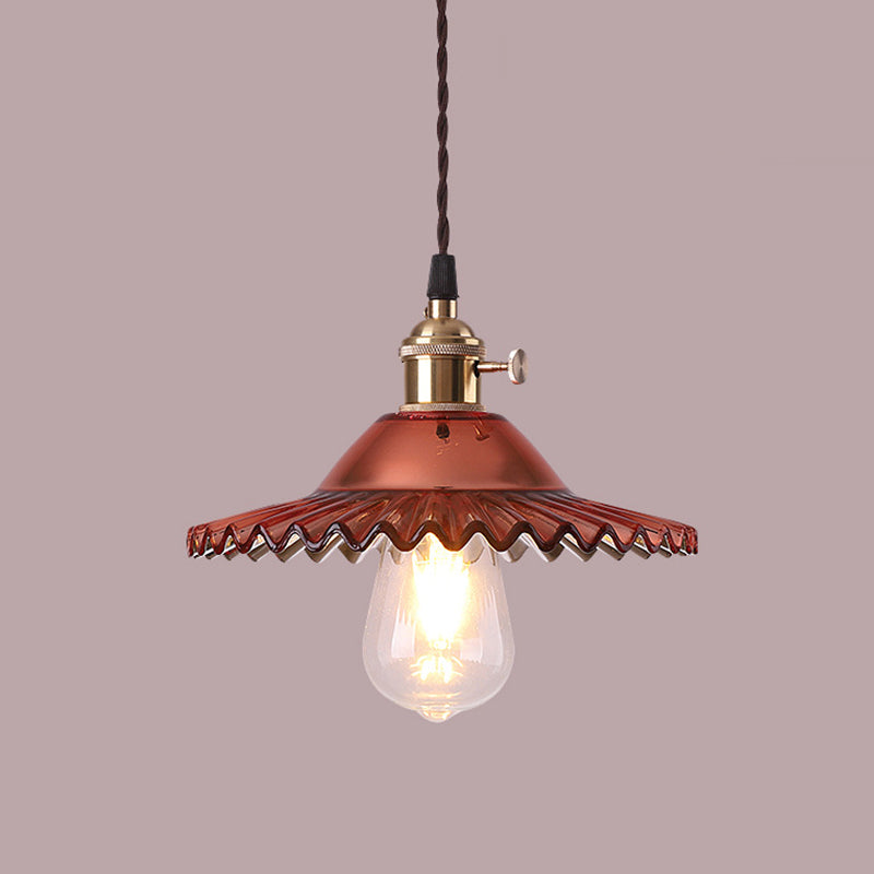 1 Light Flared Hanging Ceiling Lights Industrial Style Glass Pendant for Clothing Store