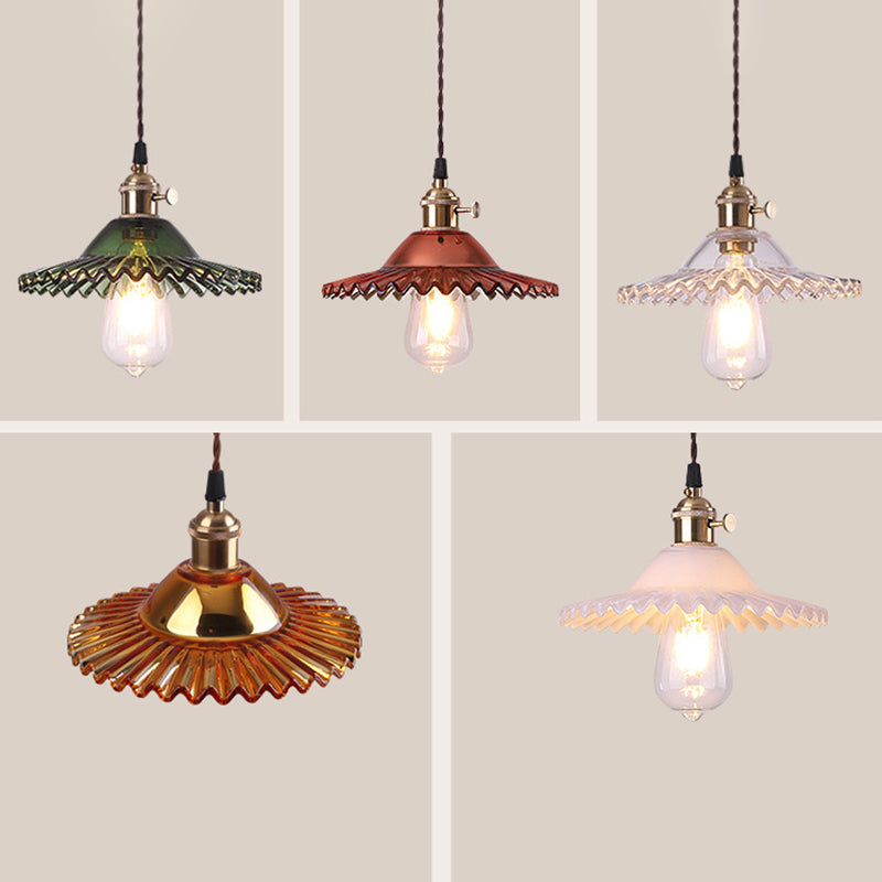 1 Light Flared Hanging Ceiling Lights Industrial Style Glass Pendant for Clothing Store