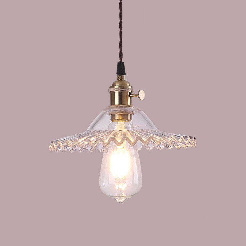 1 Light Flared Hanging Ceiling Lights Industrial Style Glass Pendant for Clothing Store