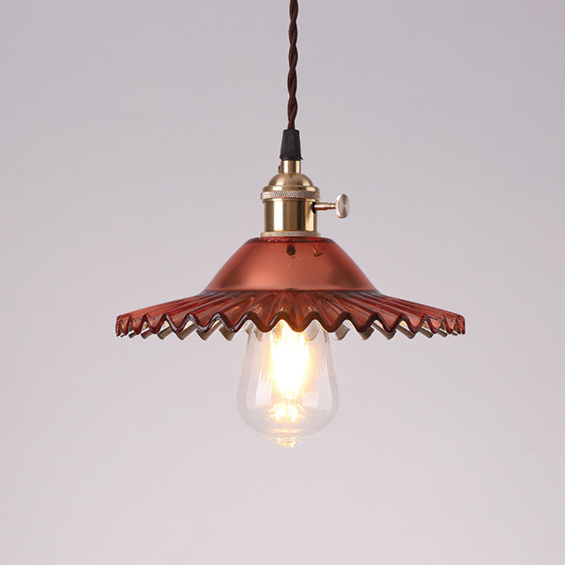 1 Light Flared Hanging Ceiling Lights Industrial Style Glass Pendant for Clothing Store