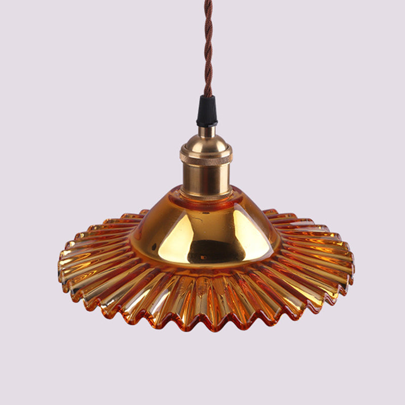 1 Light Flared Hanging Ceiling Lights Industrial Style Glass Pendant for Clothing Store