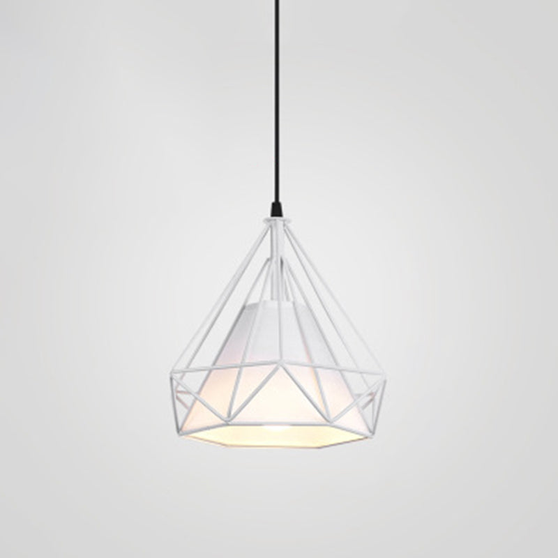 1 Light Diamond Pendant Industrial Metal Ceiling Pendant with Hanging Cord for Restaurant