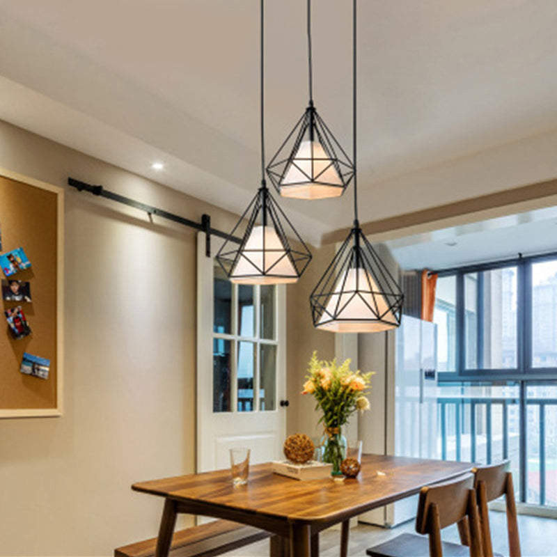 1 Light Diamond Pendant Industrial Metal Ceiling Pendant with Hanging Cord for Restaurant