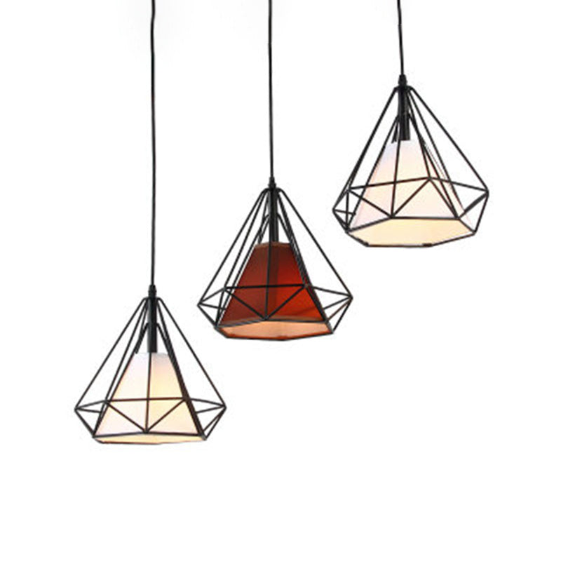 1 Light Diamond Pendant Industrial Metal Ceiling Pendant with Hanging Cord for Restaurant