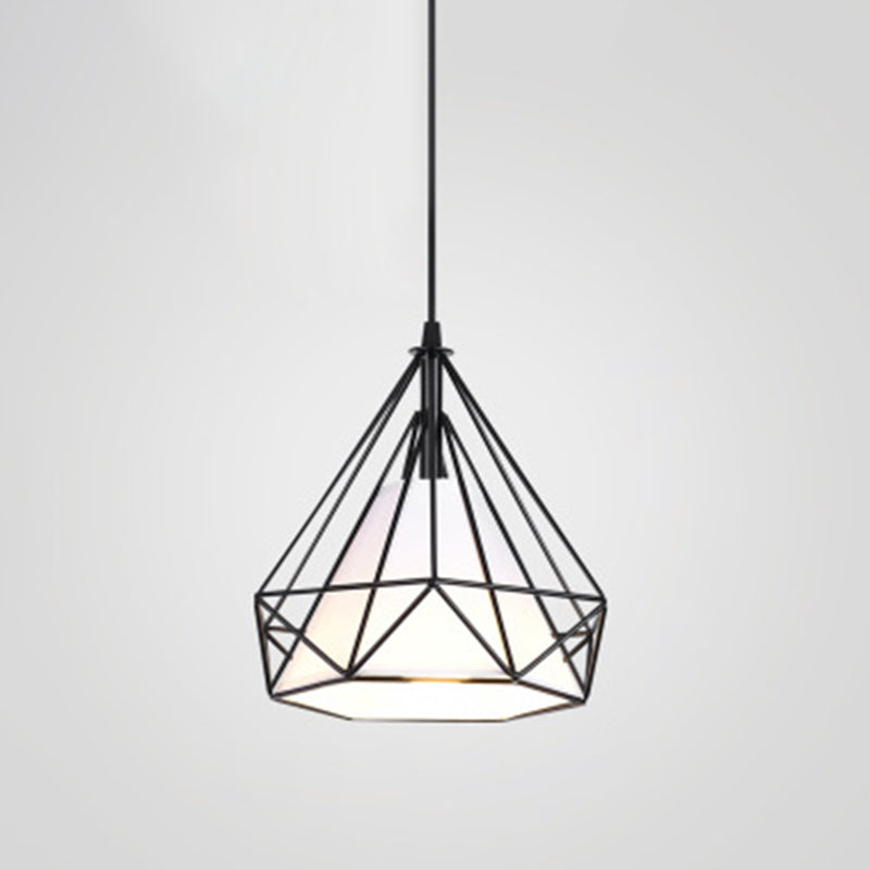 1 Light Diamond Pendant Industrial Metal Ceiling Pendant with Hanging Cord for Restaurant