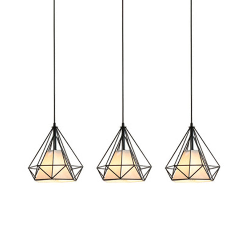 1 Light Diamond Pendant Industrial Metal Ceiling Pendant with Hanging Cord for Restaurant