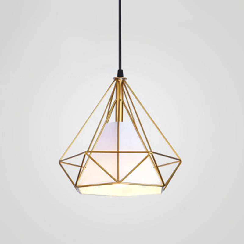 1 Light Diamond Pendant Industrial Metal Ceiling Pendant with Hanging Cord for Restaurant