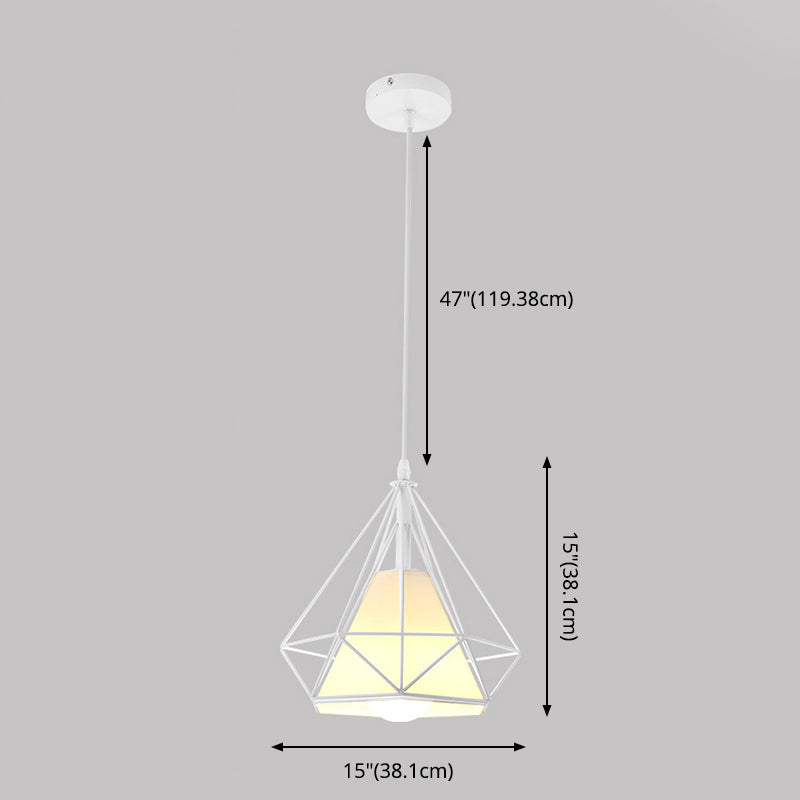 1 Light Diamond Pendant Industrial Metal Ceiling Pendant with Hanging Cord for Restaurant