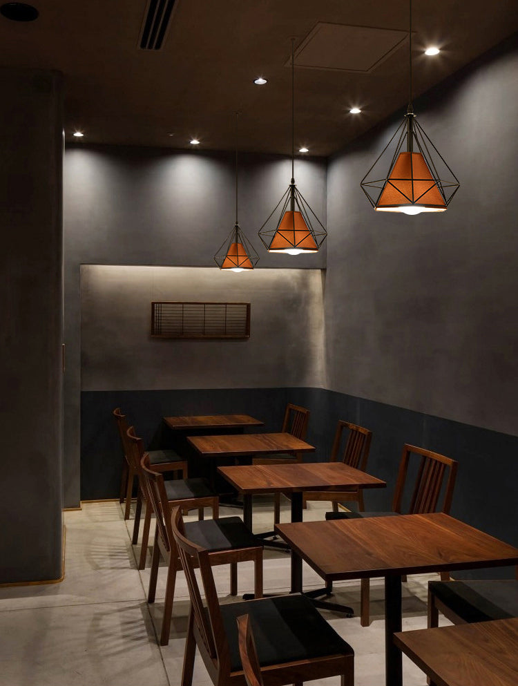 1 Light Diamond Pendant Industrial Metal Ceiling Pendant with Hanging Cord for Restaurant